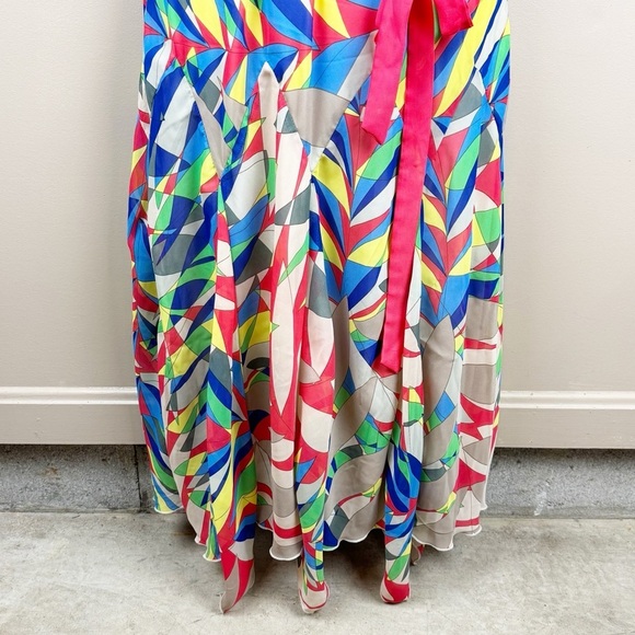 Signature by Robbie Bee Multicolor Midi Geo Print Belted Sleeveless Dress - Picture 4 of 9